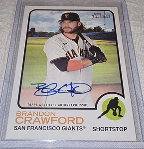 2022 Topps Heritage High Number Brandon Crawford Real One Auto San Fran Giants  - Foto 1 di 6
