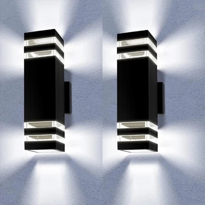 2pcs Modern Exterior LED Wall Light Sconce Outdoor Lights Porch Up Down Fixtures - Image 1 of 4