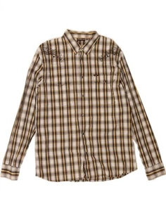 LEE Mens Graphic Shirt 2XL Beige Check Cotton AY04 - Picture 1 of 3