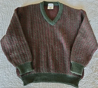 L.L. Bean Pure British Wool Sweater Men's M Chunky Cableknit Made In England - Image 1 of 4