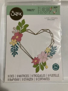 Sizzix Thinlits Dies By Lisa Jones 9/Pkg-Floral Geo Heart Frame -665478 - Picture 1 of 3