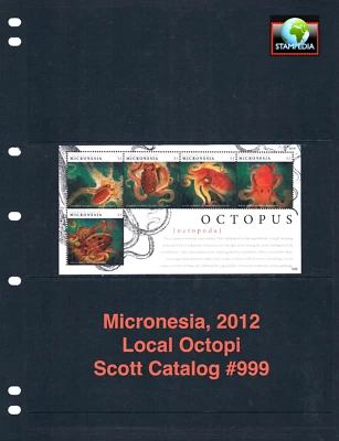 $10.00 Scott Value - 2012 MICRONESIA Octopus s/s Octopi So Pacific CV MNH NH UMM - Image 1 of 4