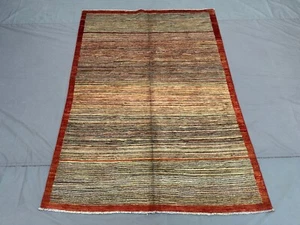 4'7 x 6'4 Hand knotted afghan tribal gabbeh wool rug | Veg Dyes Boho Chic Rug - Picture 1 of 14