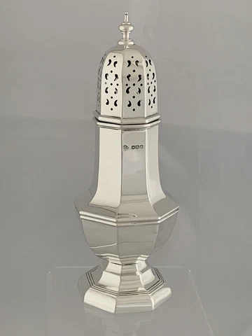 Antique Silver SUGAR CASTER 1933 Sheffield WILLIAM HUTTON Large Size STERLING Cover