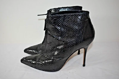 Manolo Blahnik Botín Negro Piel de Serpiente Cuero Talla 40.5 / 9.5 EE. UU. En Oferta sn Foto 1 de 4