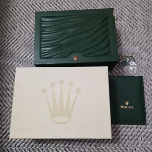 ROLEX 31.00.64 Green Watch Box Case Wood Leather Vintage Genuine - Picture 1 of 12
