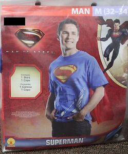 Superman Déguisement Chemise & Cape M 32-34 Superhéros Dc Comics Facile Ados