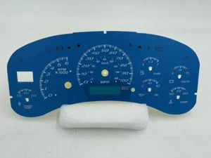 1999 2000 2001 2002 GM Truck Cluster Gauge Face Overlay Blue w/ Blue Scale - Picture 1 of 1