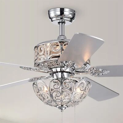 Hegasal Chrome Dual Lamp Crystal Lighted Chandelier Pull Chain - Image 1 of 4