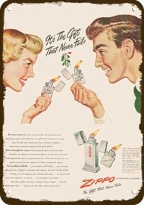 1948 ZIPPO Lighter Christmas Mistletoe Vntg-Look *DECORATIVE REPLICA METAL SIGN* - Picture 1 of 1