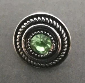 Chunk Druckknopf Button Gürtel Armband Kette Rund Silber Grüner Stein - Bild 1 von 12