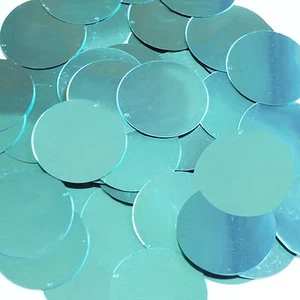 Round Sequin 1.5" Aqua Turquoise Blue Metallic Couture Paillettes - Picture 1 of 2