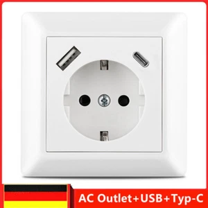 250V Steckdose mit USB-A & USB-C, passend für Gira 55, JUNG AS 500, Weiß NEU - Bild 1 von 10