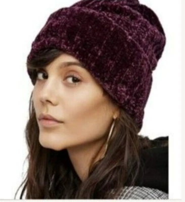 Женская шапочка Free People Huggy Bear из винной шенили один размер бывшая в употреблении - Изображение 1 из 4