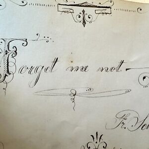 1879 Autograph Book Embossed Gilt Cover Victorian Cursive Fountain Pen Script