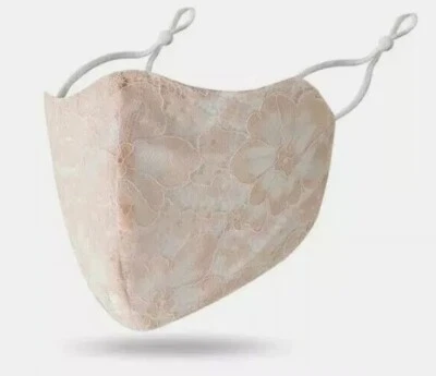 Mascarilla facial ajustable de encaje rosa rubor lavable reutilizable 100 % algodón VENDEDOR DE EE. UU. RÁPIDO Foto 1 de 4
