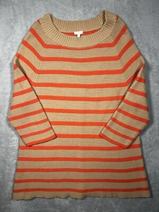 Talbots Damen Größe XL Pullover U-Boot-Ausschnitt 3/4-Arm schwere Baumwolle gestreift - Bild 1 von 10