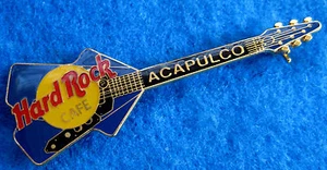 ENAMEL ACAPULCO MEXICO ERA BLUE BURNS UK FLYTE GUITAR 3LT Hard Rock Cafe PIN - Picture 1 of 1