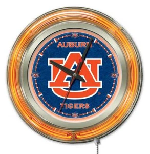 Auburn University Clock w/ Double Neon Ring - Picture 1 of 10