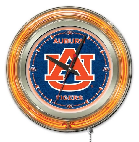 Auburn University Clock w/ Double Neon Ring Cover
