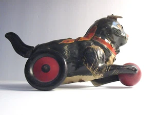 Marx Toy Cat Early 1920s Red Ball Pull Down Tail Works Tin Lithograph - Picture 1 of 17