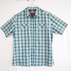 Croft & Barrow Shirt Mens Large Quick-Dry Flap Pocket Button Plaid Short Sleeve - Picture 1 of 6