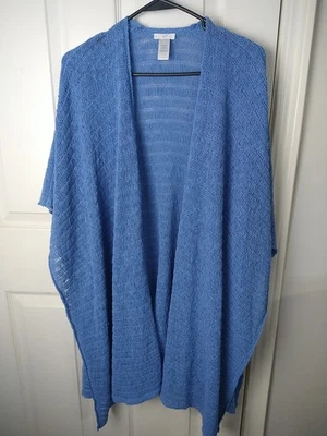 J. Jill Woman Blue Poncho Wrap Shawl One Size Casual Lightweight Norm Core - Image 1 of 4