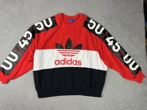 Adidas Sweatshirt Womens Medium Red Black White Trefoil Topshop 3930178 Pullover - Picture 1 of 10