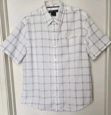 Tony Hawk Shirt Mens Large White Gray Plaid Button Up Short Sleeve Casual Skater - Image 1 of 3