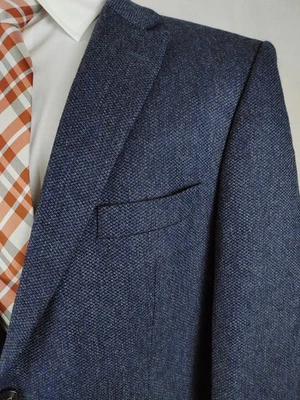Hugo Boss Mens 42/44R Navy Blue Soft Wool Tweed 2-Btn Sport Coat Blazer Jacket - Image 1 of 4