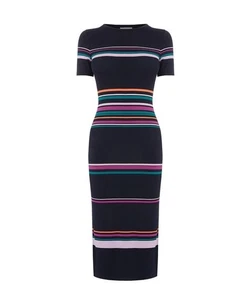 Oasis Navy Stripe Tube Dress Size 6-8 Excellent Condition - Picture 1 of 3