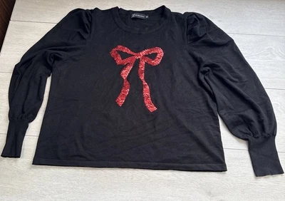 Black  NY & CO Red Ribbon Sweater (c84) - Image 1 of 4