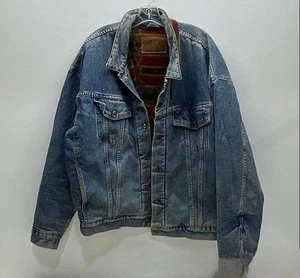 Vintage Levi's Authentic Aztec Blanket Lined Denim Jacket XL RARE - Bild 1 von 8