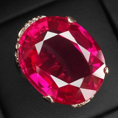 Anelli fatti a mano in argento sterling 925 con tormalina rosa lampone... - Immagine 1 di 4