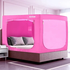RIYDH Pink Bed Tent Canopy Full Portable Sleep Privacy Dream Girls Kids Adults - Picture 1 of 9