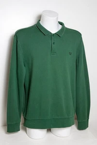 Fred Perry Long Sleeve Polo Fleeceback - Tartan Green - Size XL/2XL - Mod Ska - Picture 1 of 13