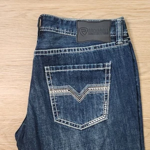 Rock & Roll Cowboy Pistol Jeans Men 38x32 Bootcut Regular Fit MW Denim Tag 36x32 - Picture 1 of 14