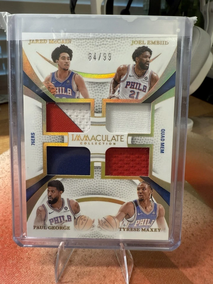 2024-25 Immaculate Quad Jersey Embiid/George/Maxey/McCain 76ers /99 - Изображение 1 из 2