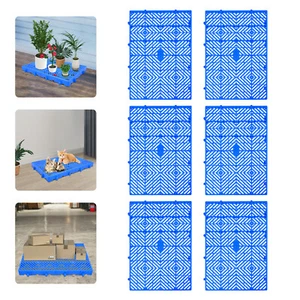 6 pezzi pallet in plastica impermeabile blu 60 * 40 * 5 cm HPEP pallet da pavimento NUOVO - Foto 1 di 22