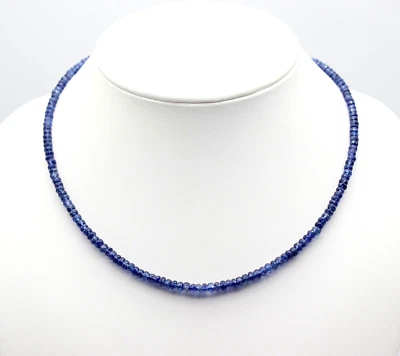 Zaffiro Collana Pietre Preziose Sfaccettata Rondella Blu Collier Nobile 45,5 CM - Immagine 1 di 4