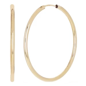 Italienische 14k Gelbgold hochpolierte runde endlose Creolen 1,2" 1 Gramm - Bild 1 von 5