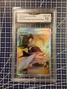 2019 Pokemon Grimsley 234/236 Full Art Ultra Rare Unified Minds GMA Gem Mint 10 - Picture 1 of 4