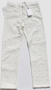 $570 ISABEL MARANT ETOILE Ivory Crème White Embroidered Maddy Jeans Pants FR 34 - Picture 1 of 11