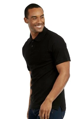 Hombres Causal 100% Algodón Polo Camiseta Jersey Manga Corta Deporte Informal Golf Negro Lg Foto 1 de 3