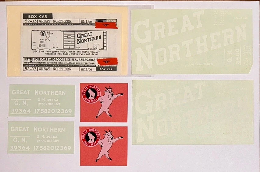 WALTHERS O SCALE DECAL-GREAT NORTHERN BOX-JADE GREEN w/LGE WHT LETT   #936-52-13 - Image 1 of 1