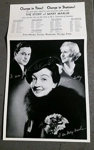 OLD C.B.S. RADIO ADVERTISING PHOTO STORY OF MARY MARLIN VERY GOOD ORIGINAL SHAPE - Picture 1 of 1