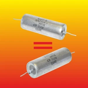 0.47uF 200V MATCHED PAIR RUSSIAN PAPER IN OIL PIO AUDIO CAPACITOR K40Y-9 USED - Picture 1 of 3