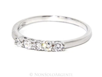 ANELLO RIVIERA FEDINA DONNA ARGENTO 925 eff. oro bianco 5 ZIRCONI BIANCHI 2,0 mm - Immagine 1 di 4