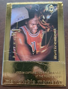 Michael Jordan 22kt Gold Retirement Trading Card COA Memorable Moment 6/12/91 - Picture 1 of 3