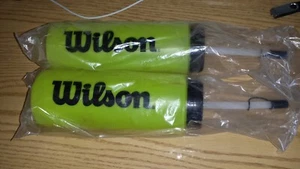 2 Vintage Wilson Brand Water Bottles Neon Yellow & Black With Lid Straw & Cap - Picture 1 of 2